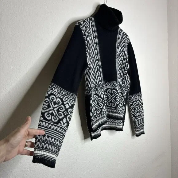 N°21 Jacquard Mohair Cropped High Low Black and White Sweater S - Picture 4 of 10